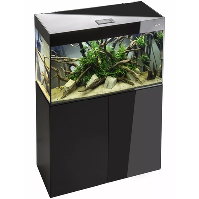 AQUAEL Glossy ST 80 LED Day&Night 2.0 Noir laqué aquarium équipé 80 cm 125 L avec ou sans meuble