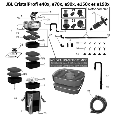 JBL Pièces détachées pour filtre externe JBL CristalProfi e700, e900, e1500, e401, e701, e901, e1501, e1901, e402, e702, e902, e1502, e1902
