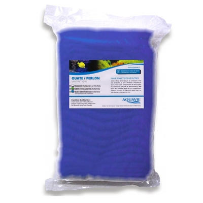 AQUAVIE Ouate bleue 250 gr à gros pores pour aquarium d'eau douce et d'eau de mer