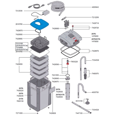 EHEIM Pièces détachées pour filtre externe Eheim Professionel 3e et 5e 2076, 2078 et 2178