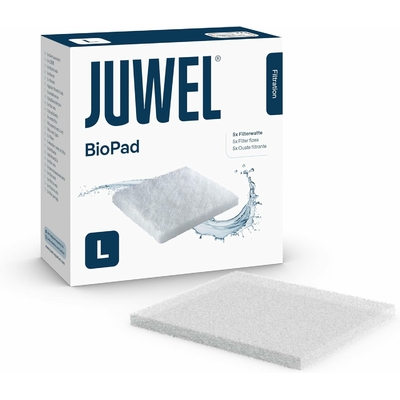 JUWEL bioPad L lot de 5 coussins de ouate pour filtre Juwel Bioflow 6.0 et Standard. Dimensions 13,3 x 13,3 x 1 cm