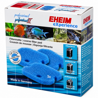 EHEIM 2616261 lot de 3 mousses bleues pour filtre Professionel 2 2026, 2126, 2028, 2128, 2226, 2228 et eXpérience 2426