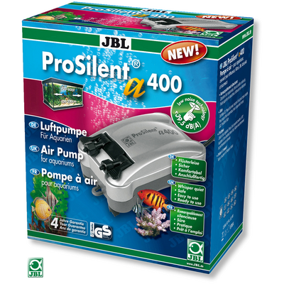 JBL ProSilent a400 pompe à air silencieuse de 400L/h à double sortie, avec accessoires pour aquarium de 200 à 600L