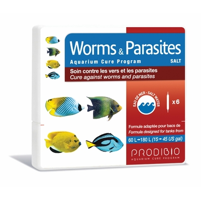 PRODIBIO Worms & Parasites Salt 6 ampoules soins contre les vers et les parasites infestant des poissons d'eau de mer et récifaux