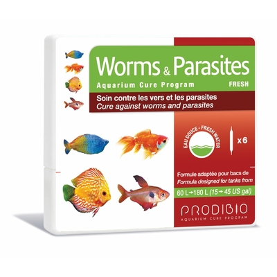 PRODIBIO Worms & Parasites 6 ampoules soins contre les vers et les parasites des poissons d'eau et d'eau de mer