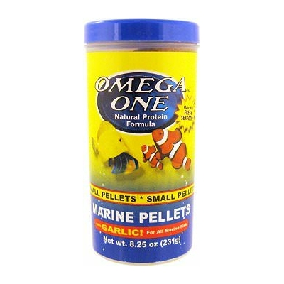 OMEGA ONE Marine Pellets Garlic 231 gr. nourriture en granulées base à de fruits de mer et spiruline et d'ail pour poissons marins
