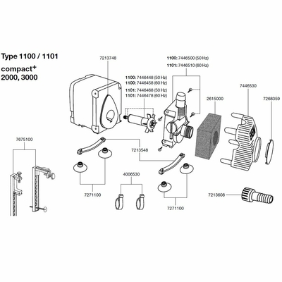 EHEIM Pièces détachées pour pompe Compact + 2000 (1100) et 3000 (1101)