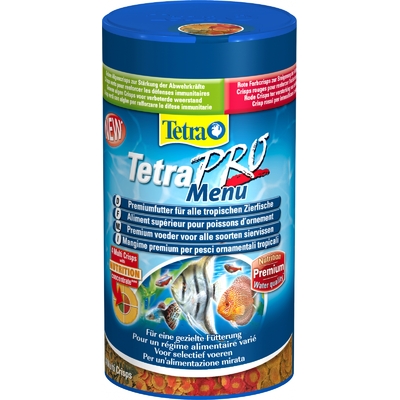 TETRA Pro Menu 250 ml 4 flocons supérieurs complémentaires dans 4 compartiments séparés pour poissons d'ornement