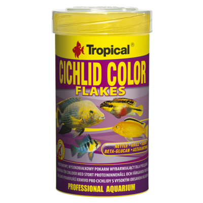 TROPICAL Cichlid Color 250ml nourriture de base pour cichlidés, riche en protéines et rehaussant la couleur, avec beta-glucan et orties