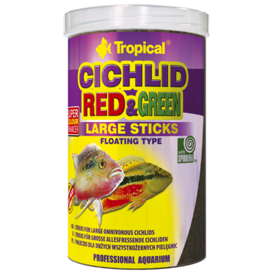 TROPICAL Cichlid Red&Green Large Sticks 250ml bâtonnets pour cichlidés de grande taille, avec astaxanthine et spirulina