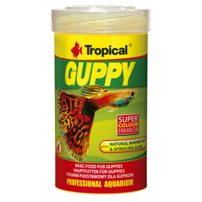 TROPICAL Guppy 100ml nourriture de base pour guppies, avec sel marin