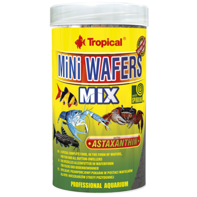 TROPICAL Mini Wafers Mix 100ml pastilles descendantes avec spirulina pour crustacés et poissons de fond