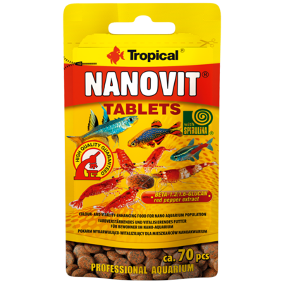 TROPICAL Nanovit Tablets 70 tablettes de nourriture réhaussant la couleurs des petit poissons