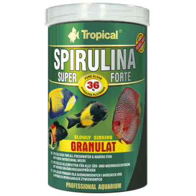 TROPICAL Super Spirulina Forte Granulat 250ml nourriture végétale en granulés à haute teneur en spirulina (36%)