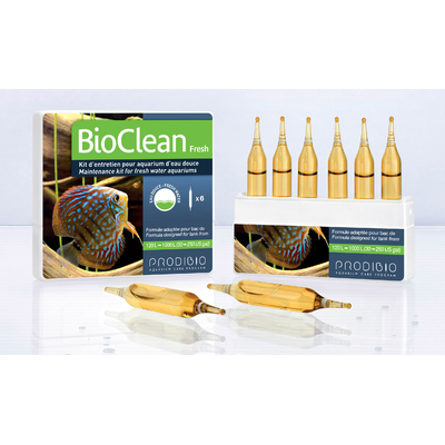 PRODIBIO BioClean Fresh 6 ampoules nettoie l'aquarium et élimine naturellement les algues en eau douce. Traite jusqu'à 1200 L
