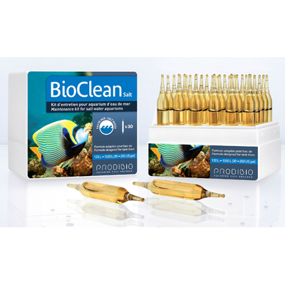 PRODIBIO BioClean Salt 30 ampoules nettoie l'aquarium et élimine naturellement les algues en eau de mer. Traite jusqu'à 6000 L