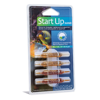 PRODIBIO Start Up Nano 4 ampoules pour un démarrage plus rapide de votre aquarium. Pour bac de 61 à 120 L