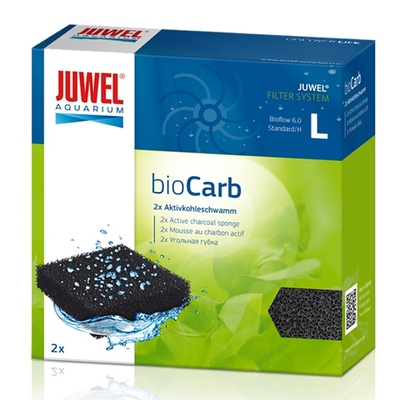 JUWEL bioCarb L 2 blocs de mousse au charbon actif pour filtre Juwel Bioflow 6.0 et Standard. Dimensions 12,5 x 12,5 x 2,5 cm