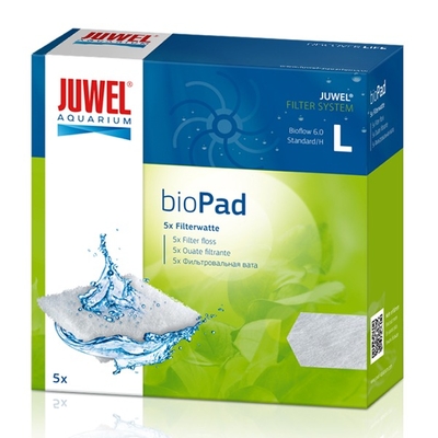 JUWEL bioPad L lot de 5 coussins de ouate pour filtre Juwel Bioflow 6.0 et Standard. Dimensions 13,3 x 13,3 x 1 cm