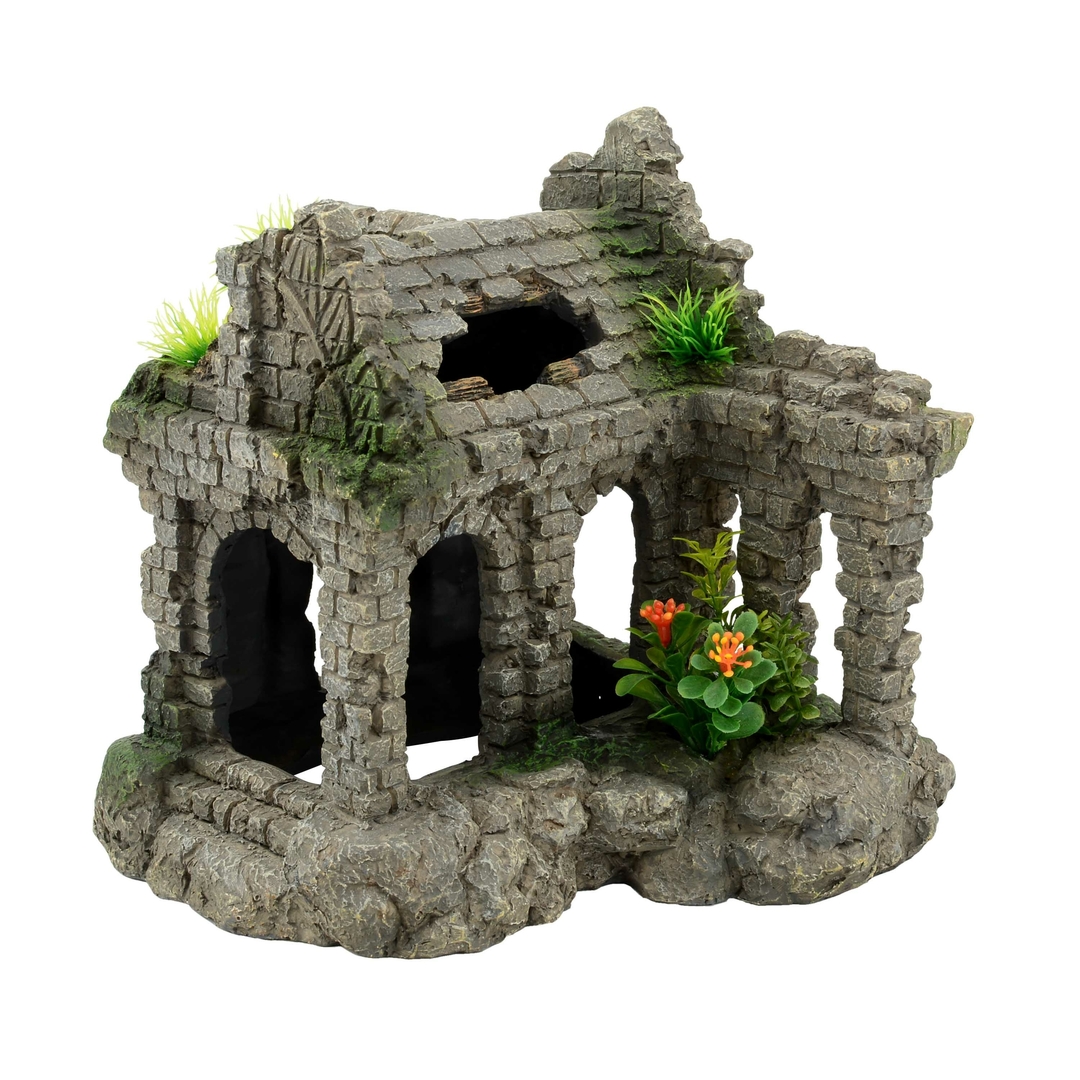 AQUAVIE Zen Ruine Fleurie décoration aquarium 20,5 x 20 x 20,5 cm Décorations pour aquarium