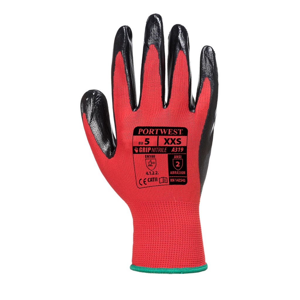 Gant flexo grip nitrile rouge noir T 9 A319 - Gants de protection