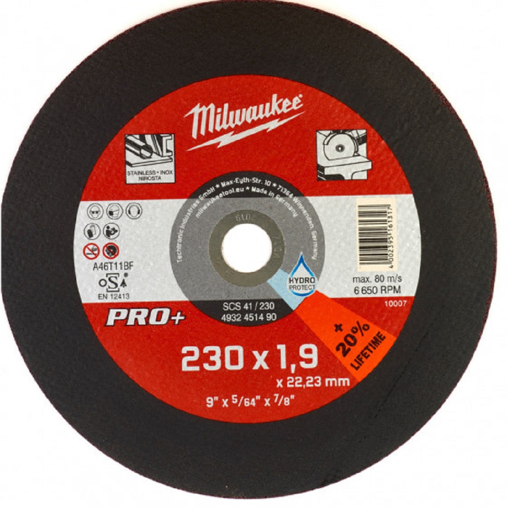 Disque à tronçonner PRO+ inox 230 x 1.9 unité Milwaukee 4932451490