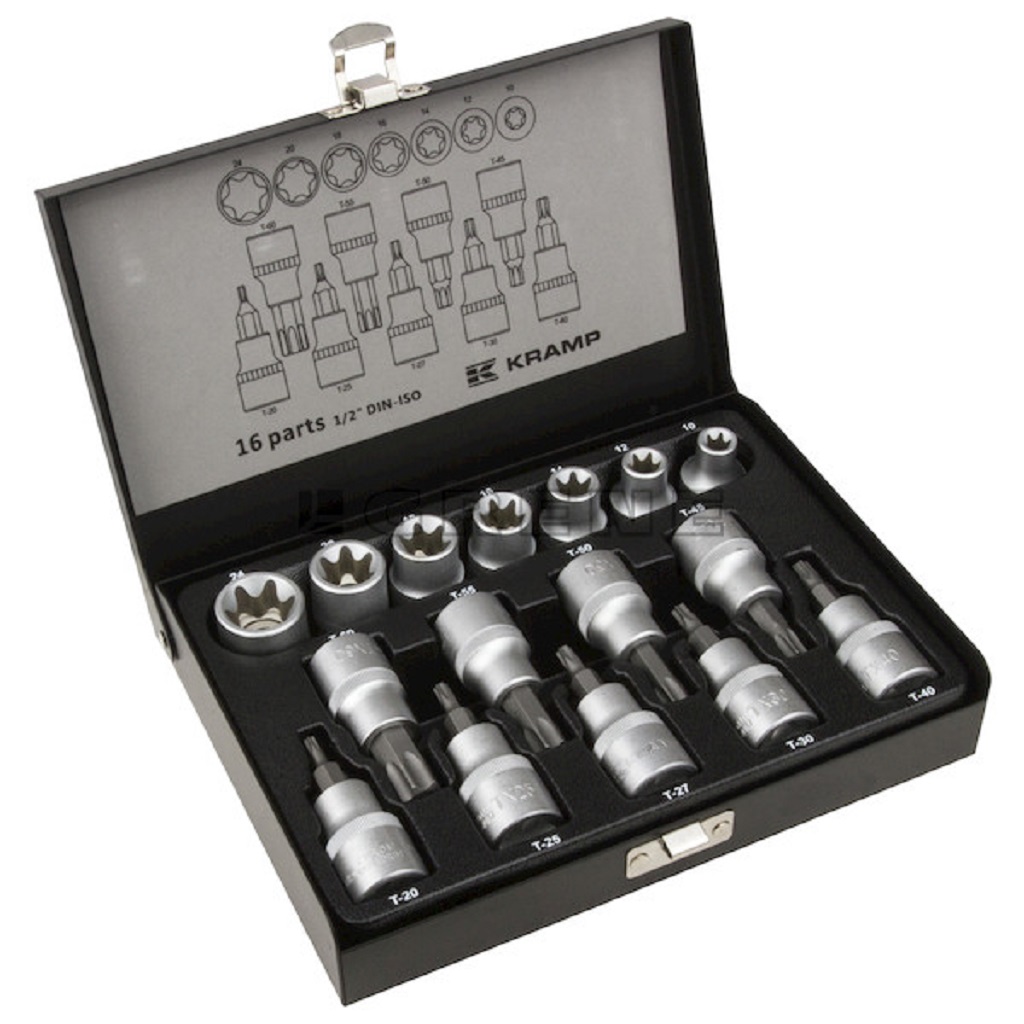 Coffret professionnel de 16 douilles 1/2 torx Kramp - Coffret et