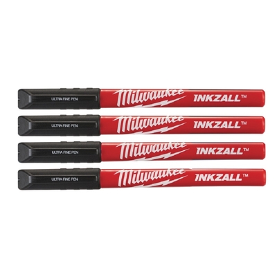 Set de 4 stylos pointe ultra fine noir Milwaukee 48223164
