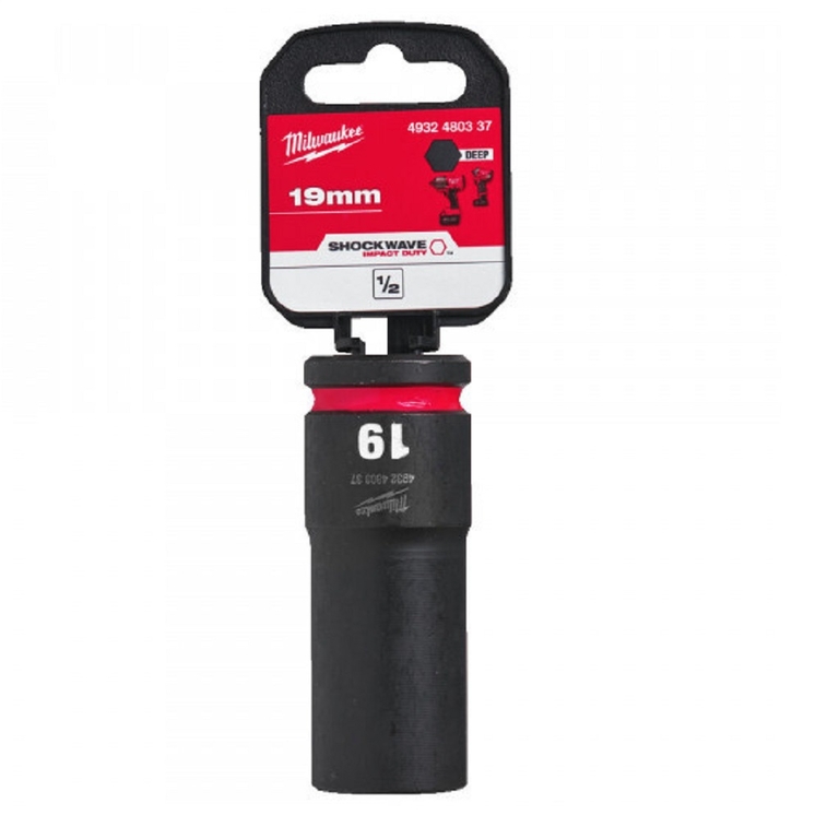 Douille SCHOCWAVE IMPACT DUTY 1/2 long HEX 19 mm Milwaukee 4932480337 Douille a choc Milwaukee