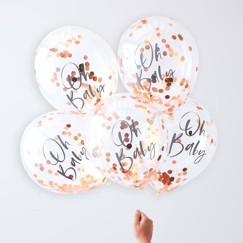 5 ballons Oh Baby rose gold2