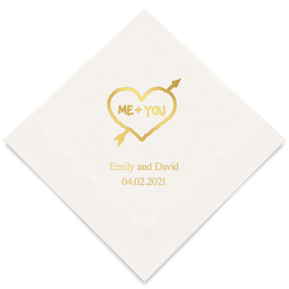 50 serviettes personnalisables Coeur Me + You