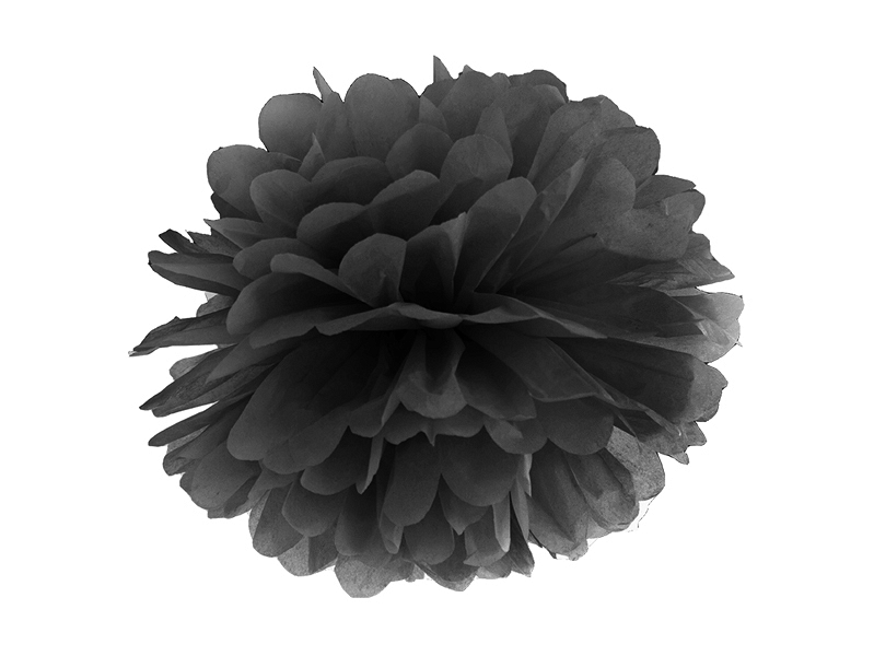 Pompon Papier Noir 25 cm