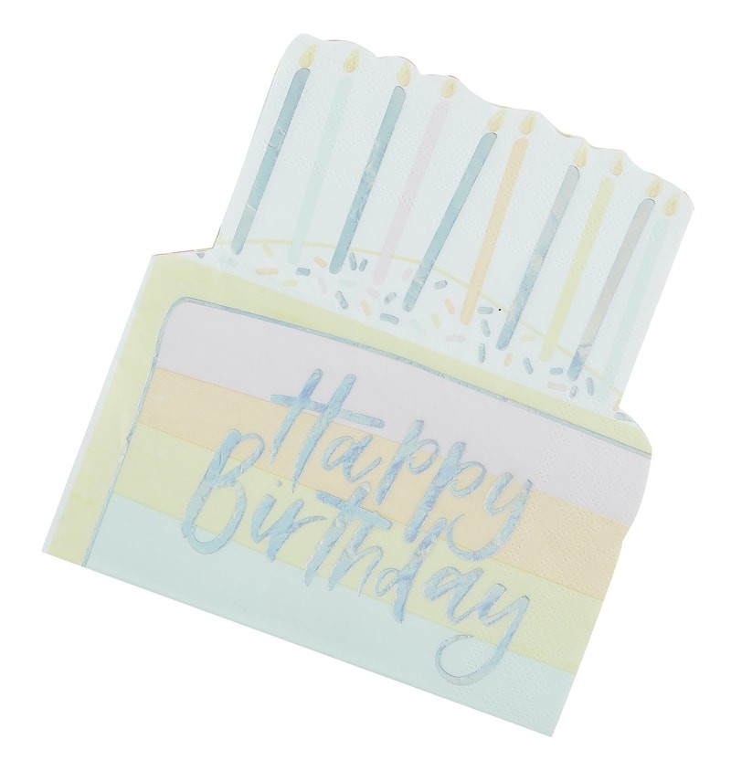 16 serviettes Happy Birthday pastel