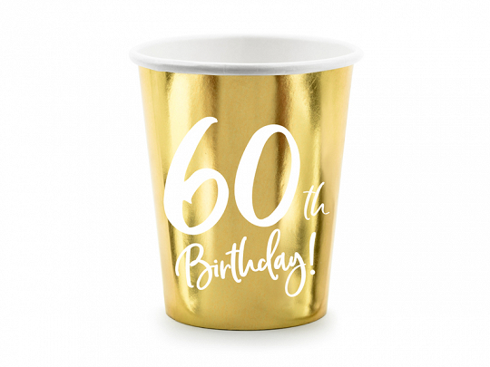 6 gobelets anniversaire 60 ans dorées