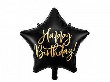 Ballon en Mylar Happy Birthday, 40cm, noir