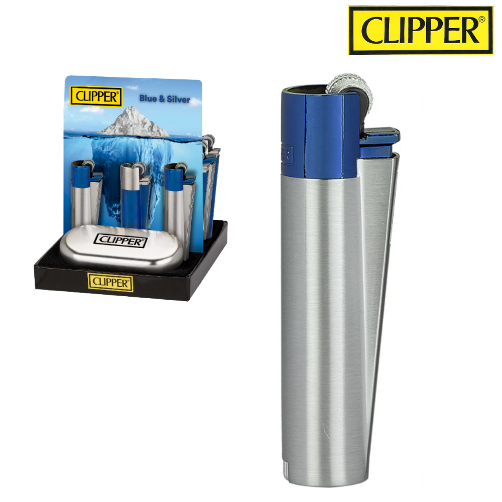 Briquet Clipper métal - Briquet clipper en métal de collection + boite  transport - Silver / Bleu - Briquet Clipper/Briquet clipper métal -  massiliasmoke