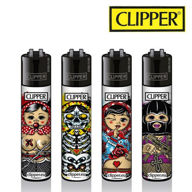 Briquets Clipper Rechargeables Collection Nice - Lot De 4, Designs Côte D'Azur, Finition Métallisée