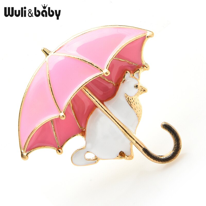 Wuli-b-b-mignon-chat-sous-parapluie-broches-pour-femmes-mail-4-couleurs-renard-Animal-f