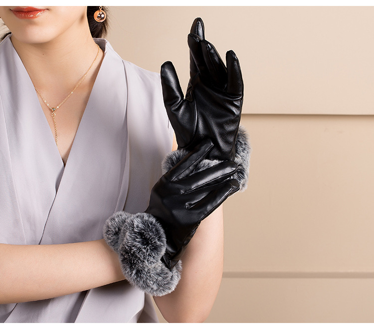Gants-chauds-pour-femmes-mitaines-en-cuir-Design-de-luxe-imitation-fourrure-de-lapin-pour-poignet