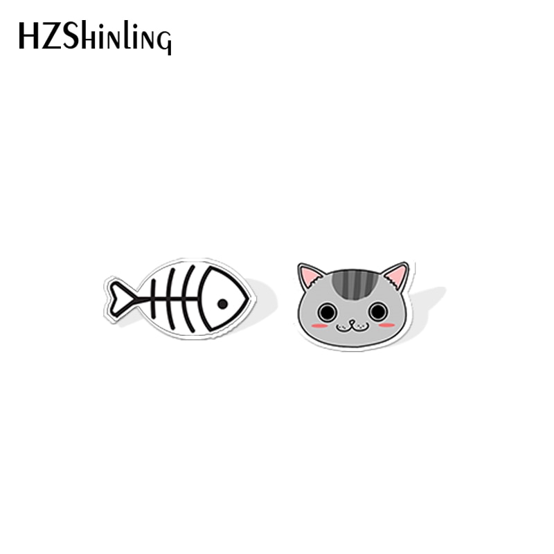 2019-nouveau-chat-blanc-noir-acrylique-boucle-d-oreille-chat-et-le-poisson-accessoire-boucle-d