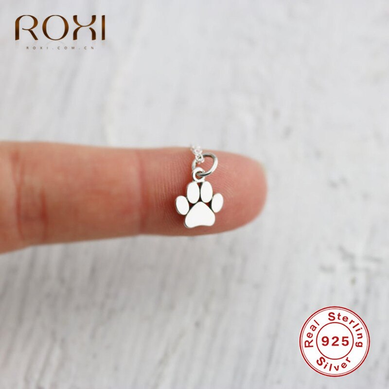 ROXI-mignon-Animal-patte-collier-ras-de-cou-breloque-925-en-argent-Sterling-chien-chat-patte