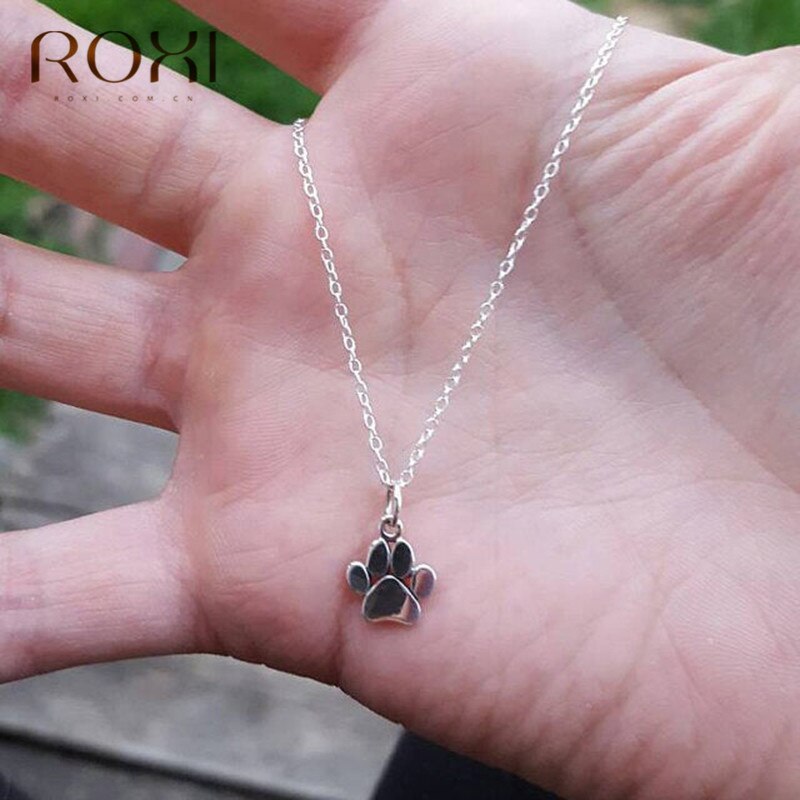 ROXI-mignon-Animal-patte-collier-ras-de-cou-breloque-925-en-argent-Sterling-chien-chat-patte