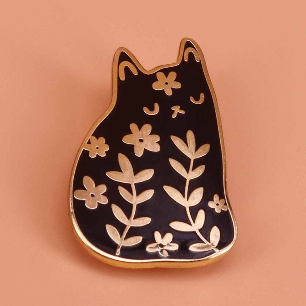 Chat-mail-broche-fleurs-broche-mignon-animal-badge-chat-dame-fleurs-broches-chat-amant-cadeau-femmes