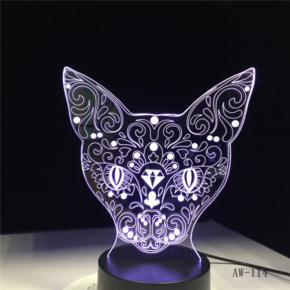 Chat-3D-veilleuse-Animal-modifiable-lampe-d-ambiance-7-couleurs-USB-3D-Illusion-lampe-de-Table