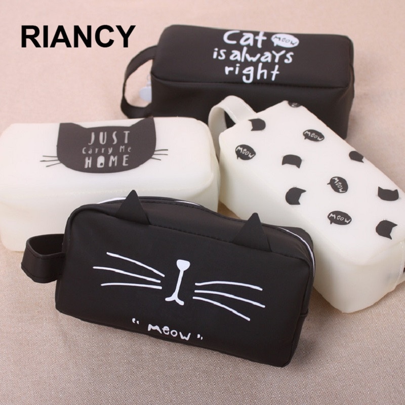 Gel-de-silice-chat-Trousse-mignonne-cole-Etui-crayon-sac-Estuche-Escolar-papeterie-Trousse-Scolaire-Stylo