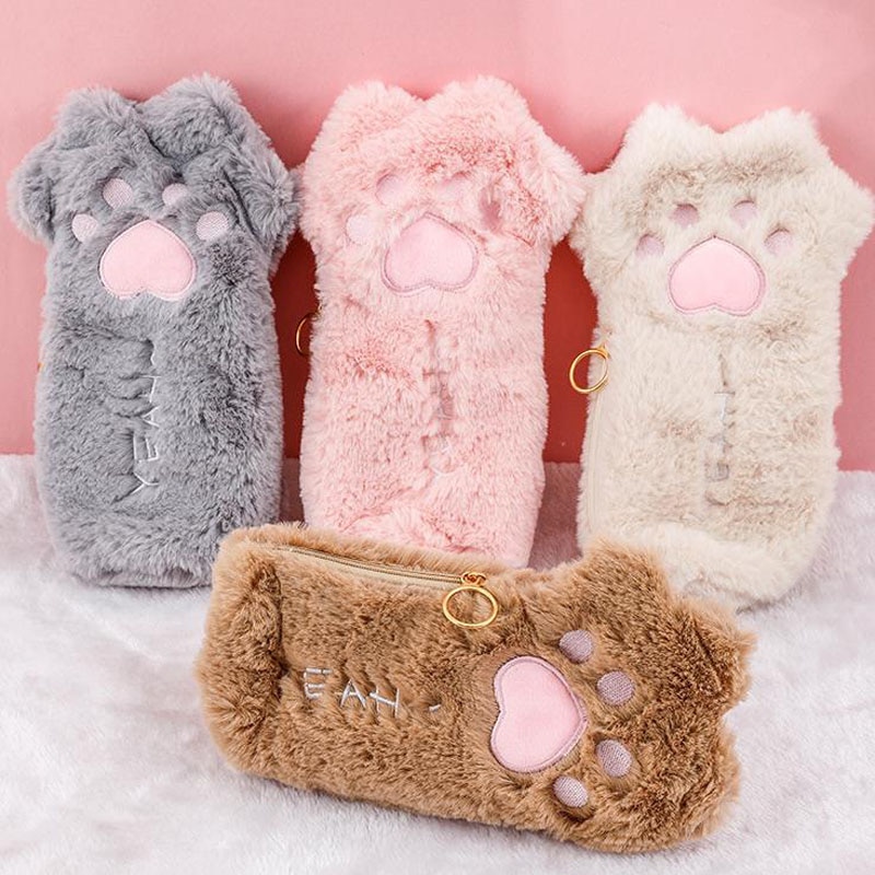 Trousse patte de chat en peluche - Papeterie - au-chat-heureux