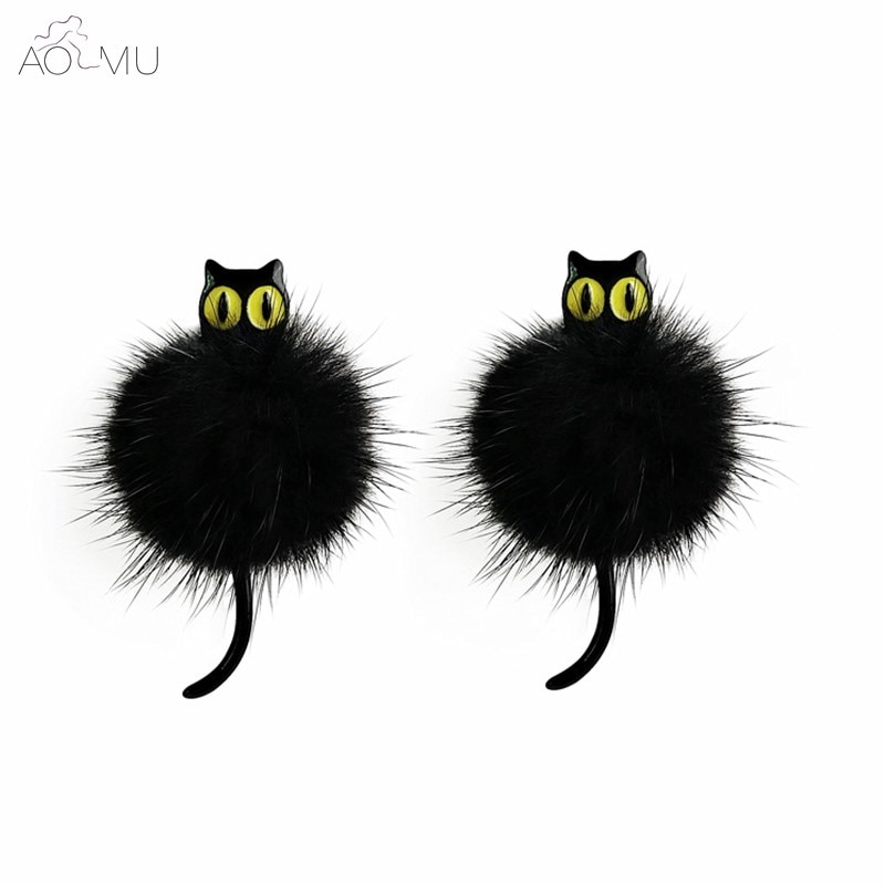 AOMU-mignon-r-sine-jaune-yeux-chaton-3D-Animal-chat-boucles-d-oreilles-pour-femmes-filles