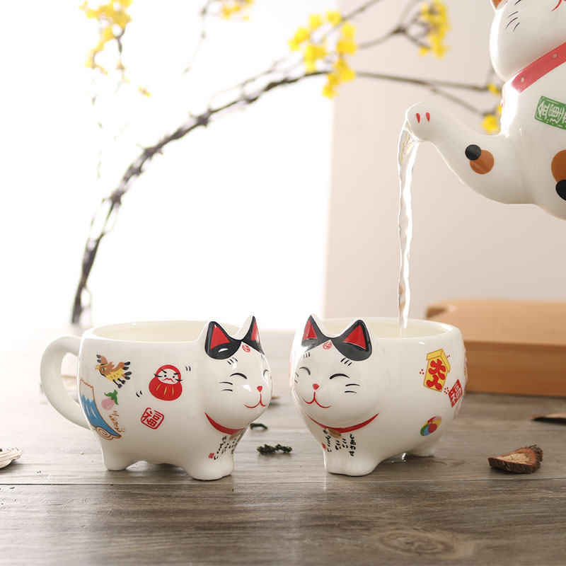 Service-th-japonais-mignon-en-porcelaine-Tasse-th-cr-ative-en-c-ramique-Maneki-Neko-avec