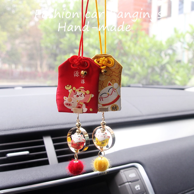 Japon-traditionnel-int-rieur-suspendu-ornement-amulette-Talisman-Churinga-p-riapt-Maneki-Neko-chat-chanceux-voiture