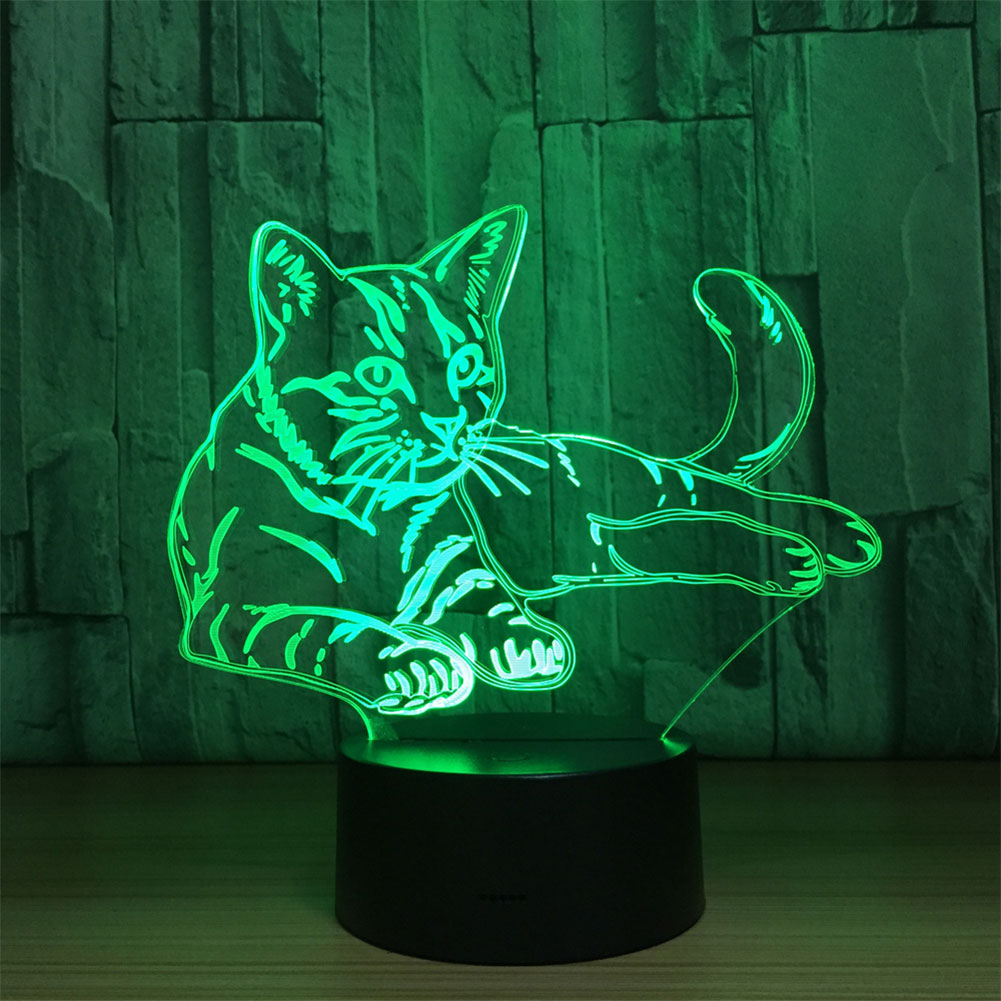 Color-mignon-chats-3D-Illusion-bureau-ornement-d-cor-lampe-acrylique-interrupteur-tactile-LED-veilleuse-Transparent